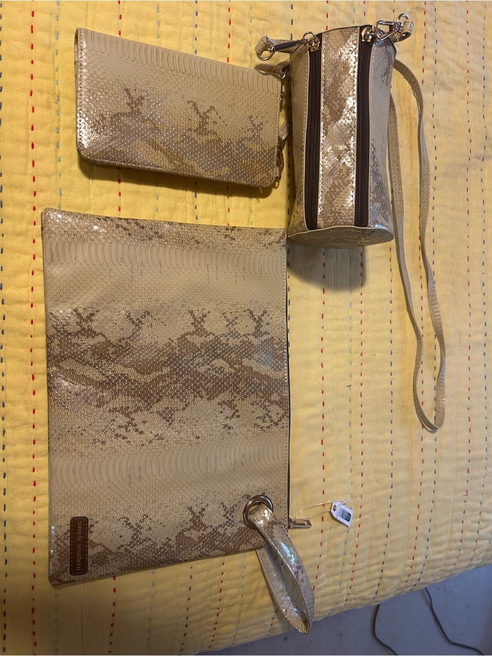 Simply Southern Beige Taupe Snakeskin Wallet
